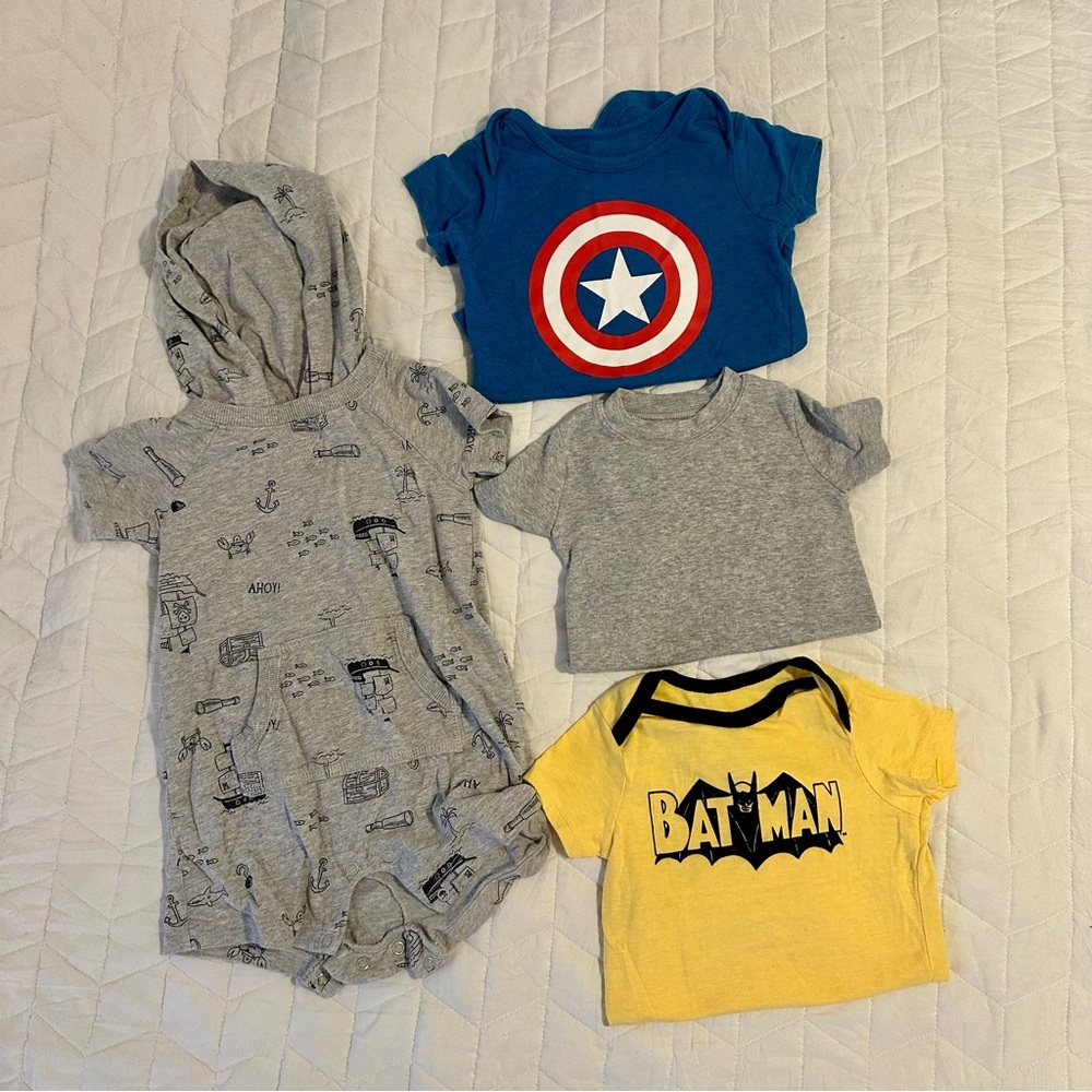 Carter's Kids Bodysuits - Blue, Gray, Yellow